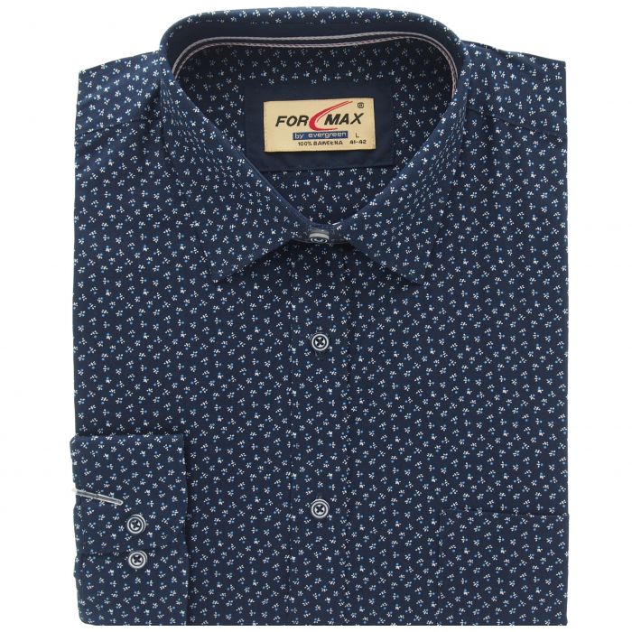 GRANATOWA KOSZULA MĘSKA WE WZORY 100% BAWEŁNY REGULAR ROZ.L 41/42 FW162