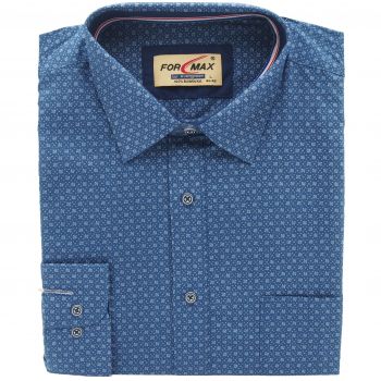GRANATOWA JAŚNIEJSZA KOSZULA MĘSKA WZORY 100% BAWEŁNY ROZ.L 41/42 FW164