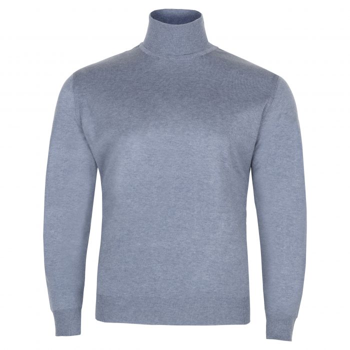GOLF MĘSKI CIENKI WEŁNIANY SWETER JEANSOWY JASNY ROZ.M SW915