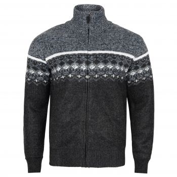 SWETER MĘSKI CIEPŁY NA POLARZE NA SUWAK STALOWY CZARNY WE WZORY 3XL SW737