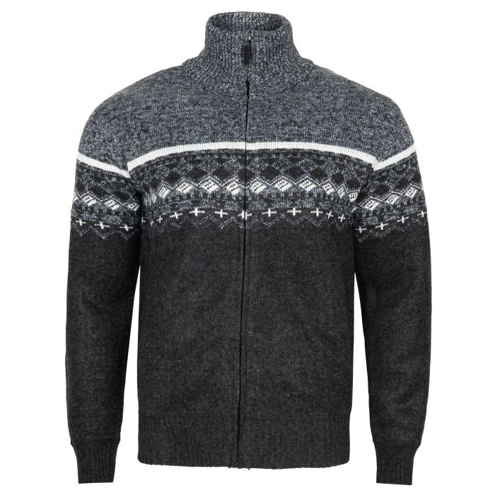 SWETER MĘSKI CIEPŁY NA POLARZE NA SUWAK STALOWY CZARNY WE WZORY 3XL SW737