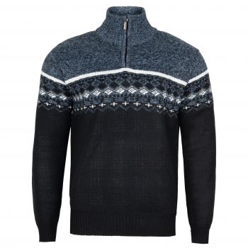 SWETER MĘSKI CIEPŁY NA POLARZE NIEBIESKI CZARNY WE WZORY XXL SW735