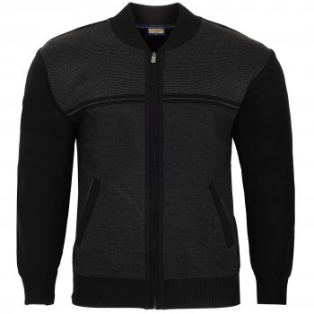 DUŻY SWETER MĘSKI CZARNY NA SUWAK Z KIESZENIAMI WEŁNA 4XL SW828