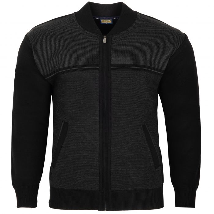DUŻY SWETER MĘSKI CZARNY NA SUWAK Z KIESZENIAMI WEŁNA 4XL SW828