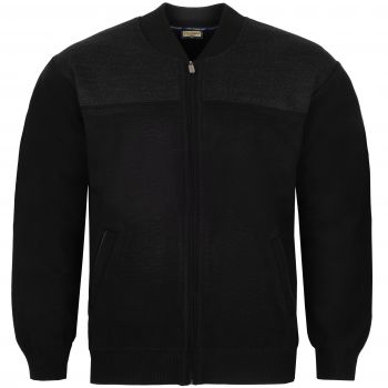 DUŻY SWETER MĘSKI CZARNY NA SUWAK Z KIESZENIAMI WEŁNA 3XL SW827