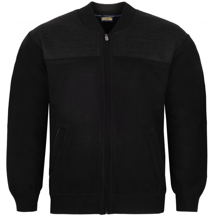 DUŻY SWETER MĘSKI CZARNY NA SUWAK Z KIESZENIAMI WEŁNA 3XL SW827