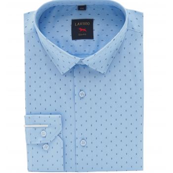 NIEBIESKA KOSZULA MĘSKA WE WZORY BAWEŁNA NA DŁUGI RĘKAW 3XL 46/47 LV18