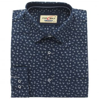 DUŻA GRANATOWA KOSZULA MĘSKA WE WZORY 100% BAWEŁNY 4XL 47/48 FW163