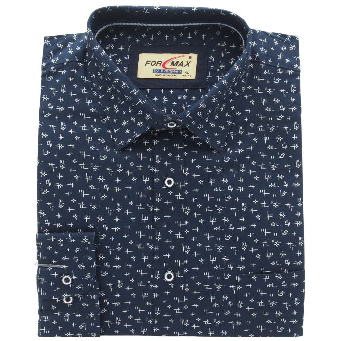 DUŻA GRANATOWA KOSZULA MĘSKA WE WZORY 100% BAWEŁNY 5XL 49/50 FW163