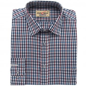KOSZULA MĘSKA W KRATKĘ BORDOWA BIAŁA REGULAR NA DŁUGI RĘKAW 41 FW168