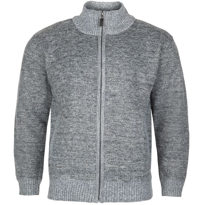 DUŻY SWETER MĘSKI CIEPŁY NA POLARZE SZARY NA SUWAK KIESZENIE 5XL SW726