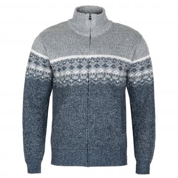 DUŻY SWETER MĘSKI CIEPŁY NA POLARZE SZARY WZORY NA SUWAK 6XL SW831