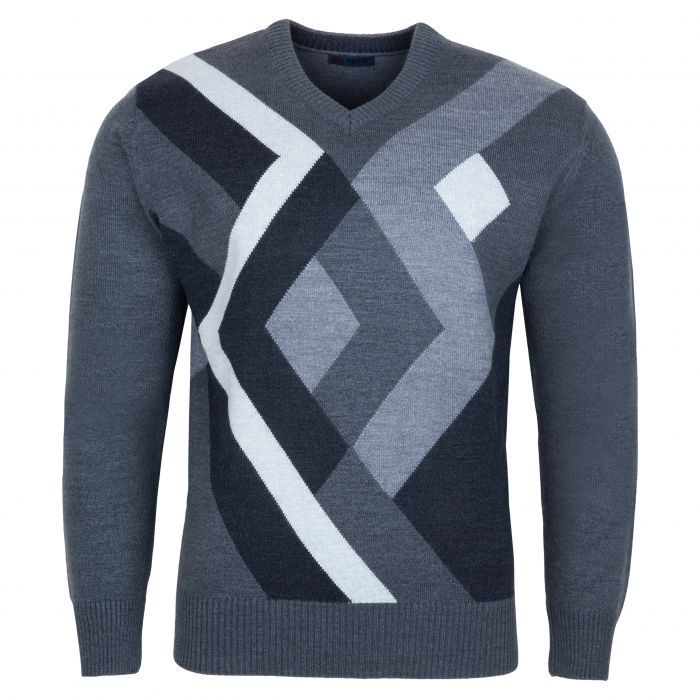 SWETER MĘSKI WEŁNIANY W SEREK JEANSOWY ROMBY XL SW866