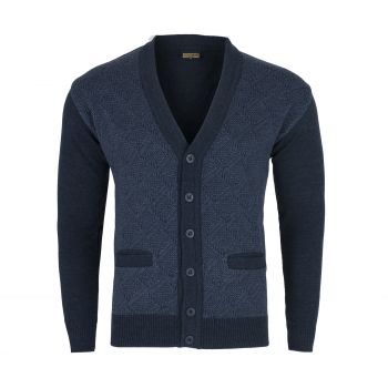 ROZPINANY SWETER MĘSKI NA GUZIKI GRANATOWY WEŁNIANY KIESZENIE XL SW253