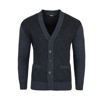 ROZPINANY SWETER MĘSKI NA GUZIKI JEANSOWY WEŁNIANY KIESZENIE ROZ.L SW345