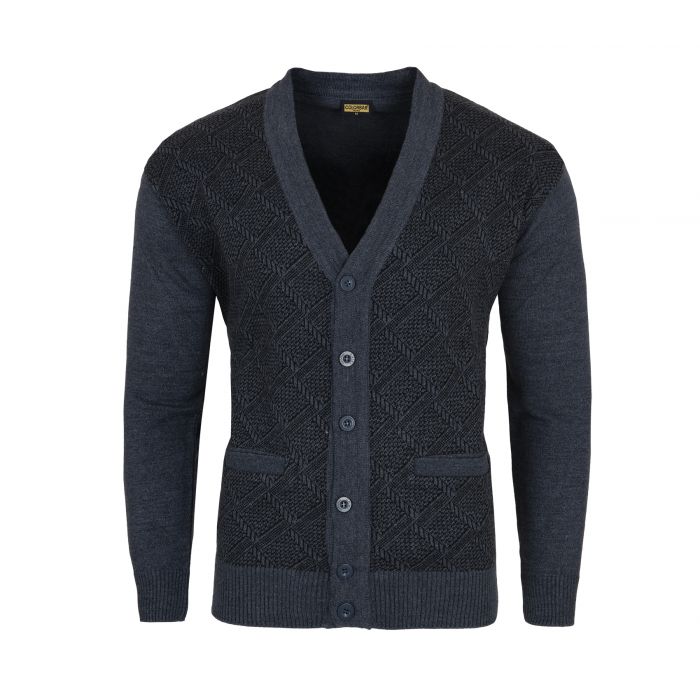 ROZPINANY SWETER MĘSKI NA GUZIKI JEANSOWY WEŁNIANY KIESZENIE ROZ.L SW345