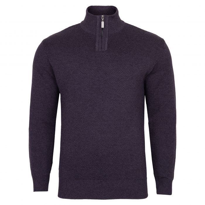 SWETER MĘSKI WEŁNIANY NIEBIESKI ROZSUWANY PÓŁ SUWAK GŁADKI XL SW918