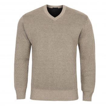 SWETER MĘSKI BEŻOWY WEŁNIANY W SEREK GŁADKI XL SW922
