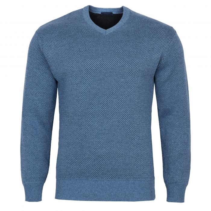 SWETER MĘSKI NIEBIESKI WEŁNIANY W SEREK GŁADKI ROZ.L SW923