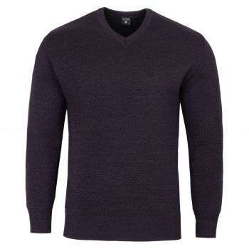 SWETER MĘSKI FIOLETOWY ŚLIWKA WEŁNIANY W SEREK GŁADKI ROZ.L SW924