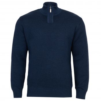 SWETER MĘSKI WEŁNIANY NIEBIESKI ROZSUWANY PÓŁ SUWAK GŁADKI XXL SW918