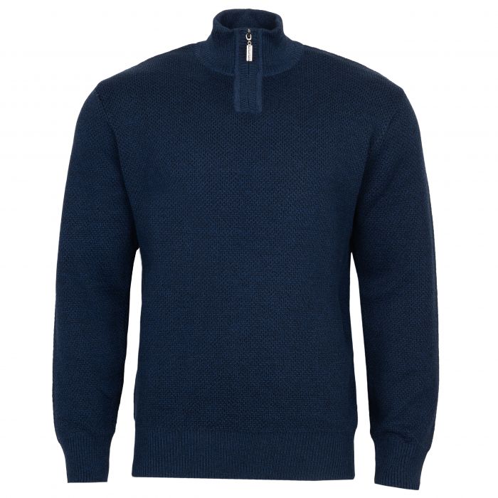 SWETER MĘSKI WEŁNIANY NIEBIESKI ROZSUWANY PÓŁ SUWAK GŁADKI XXL SW918