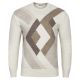 SWETER MĘSKI W ROMBY BEŻOWY WEŁNIANY POD SZYJĘ OKRĄGŁY XL SW940