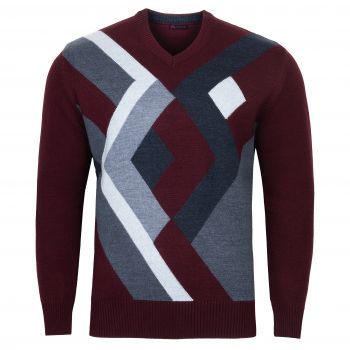 SWETER MĘSKI W ROMBY BORDOWY WEŁNIANY W SEREK ROZ.L SW941