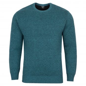 SWETER MĘSKI ZIELONY MORSKI WEŁNIANY GŁADKI POD SZYJĘ OKRĄGŁY XL SW925