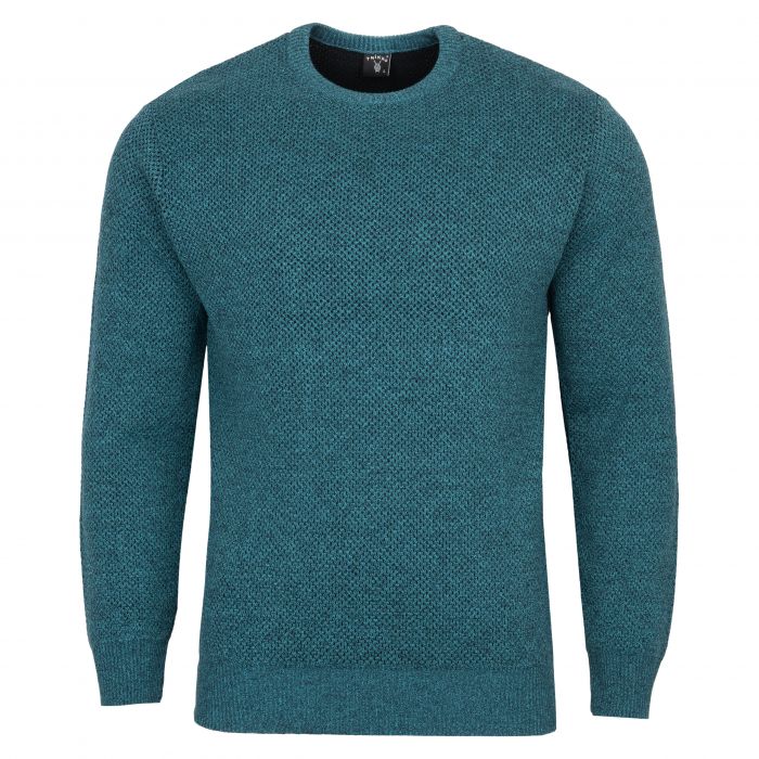 SWETER MĘSKI ZIELONY MORSKI WEŁNIANY GŁADKI POD SZYJĘ OKRĄGŁY XL SW925
