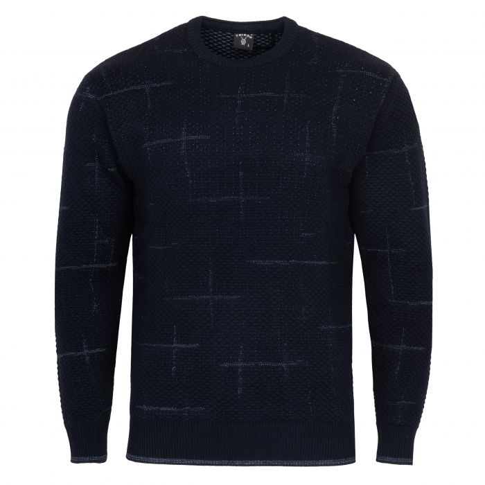 SWETER MĘSKI GRANATOWY NIEBIESKI WEŁNIANY WZORY POD SZYJĘ XXL SW928
