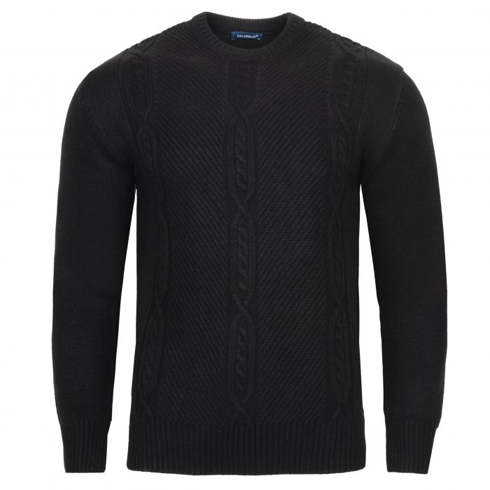 SWETER MĘSKI CZARNY WEŁNIANY POD SZYJĘ WARKOCZE ROZ.M SW946