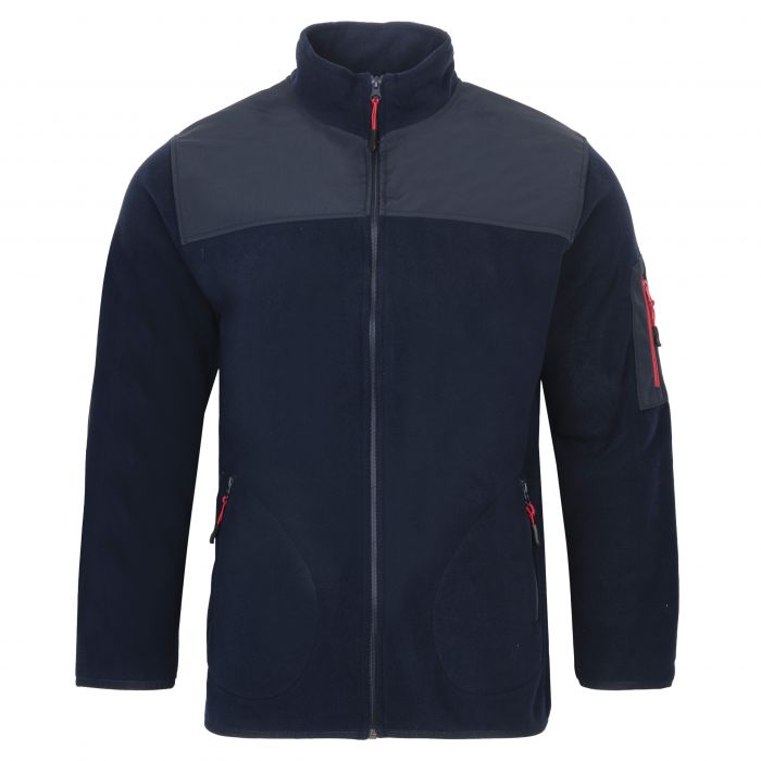 BLUZA POLAR MĘSKI GRANATOWY SUWAK Z KIESZENIAMI ROZSUWANY WSTAWKI ROZ.M PB4