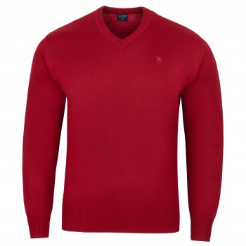 DUŻY SWETER MĘSKI W SEREK CZERWONY GŁADKI WEŁNIANY CIENKI 3XL SW16