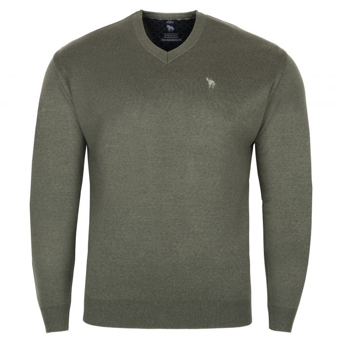 DUŻY SWETER MĘSKI W SEREK OLIWKOWY GŁADKI WEŁNIANY CIENKI 3XL SW19