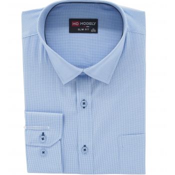 KOSZULA MĘSKA BŁĘKITNA DROBNA KRATKA DŁUGI RĘKAW BAWEŁNA 3XL 46/47 M42