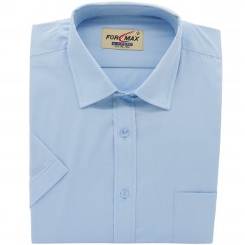 KOSZULA MĘSKA NIEBIESKA GŁADKA FORMAX NA KRÓTKI RĘKAW 46 180-188 FW66KR