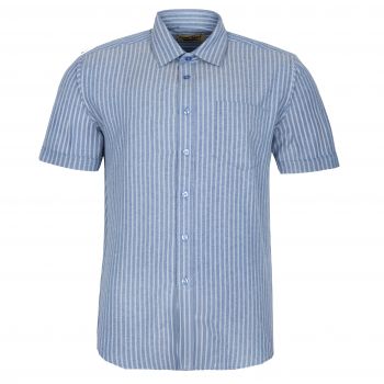KOSZULA MĘSKA JEANSOWA W PASKI A'LA JEANS OXFORD KRÓTKI RĘKAW ROZ.L 41/42