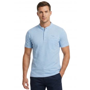 POLO MĘSKIE BŁĘKITNE STÓJKA NA KRÓTKI RĘKAW BAWEŁNA KIESZONKA 3XL L197