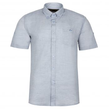 DUŻA BAWEŁNIANA KOSZULA MĘSKA SZARA NIEBIESKA KRÓTKI RĘKAW REGULAR 6XL 50/51