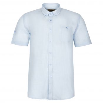 DUŻA BAWEŁNIANA KOSZULA MĘSKA BŁĘKITNA KRÓTKI RĘKAW REGULAR 4XL 47/48