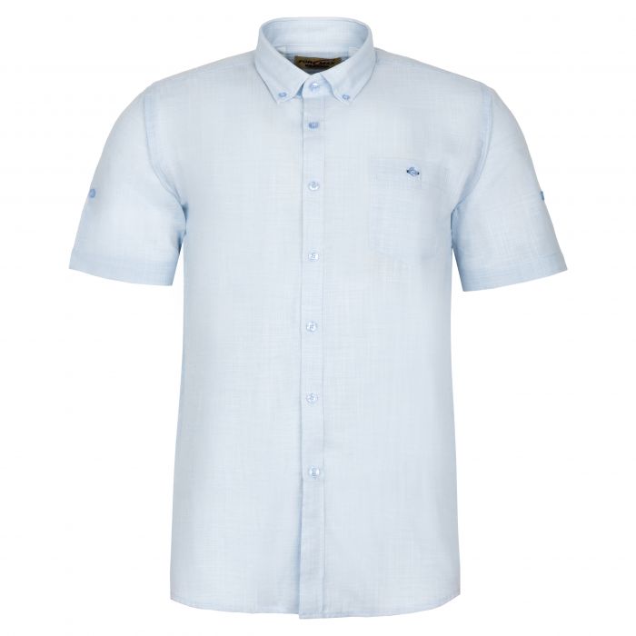 DUŻA BAWEŁNIANA KOSZULA MĘSKA BŁĘKITNA KRÓTKI RĘKAW REGULAR 4XL 47/48