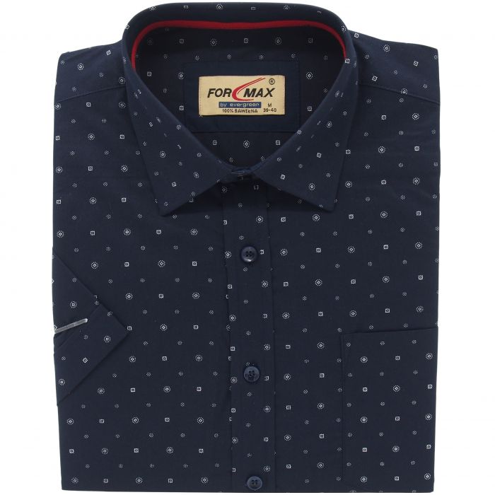 DUŻA KOSZULA MĘSKA GRANATOWA WE WZORY 100% BAWEŁNY REGULAR 4XL 47/48 FW86KR
