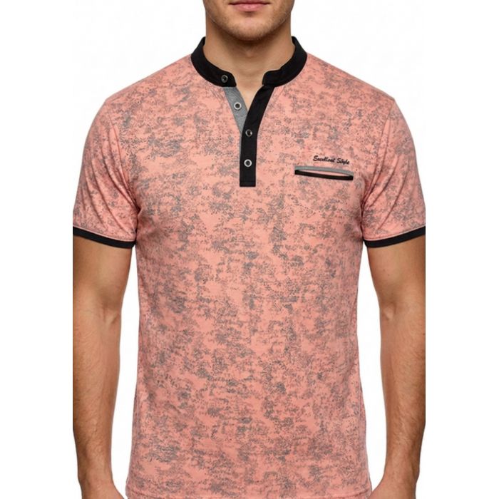POLO MĘSKIE KORALOWE STÓJKA NA KRÓTKI RĘKAW BAWEŁNA KIESZONKA 3XL L199