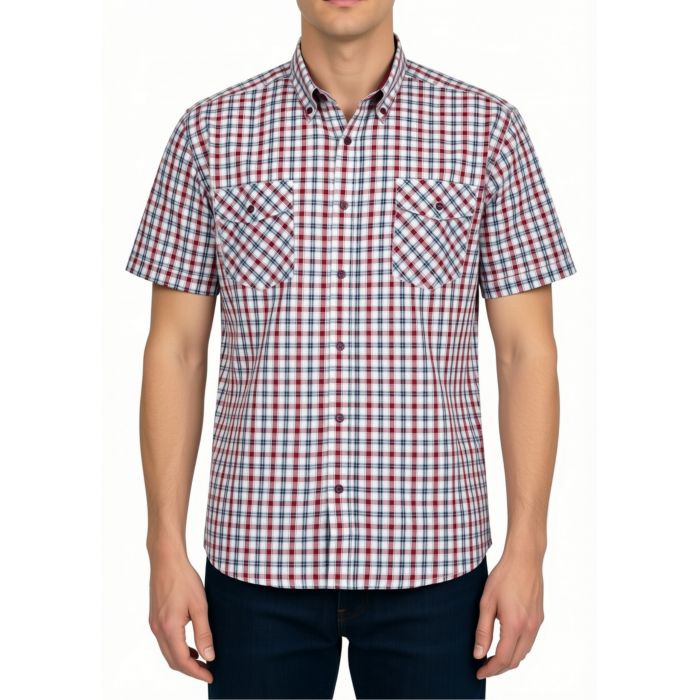 DUŻA KOSZULA SPORTOWA MĘSKA W KRATKĘ 100% BAWEŁNY 5XL 49/50 FS220KR