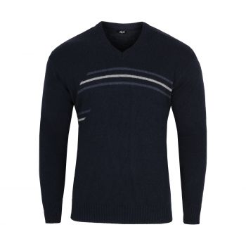 SWETER MĘSKI GRANATOWY W SEREK SZETLAND WZOREK ROZ.M SW325