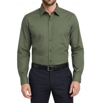KOSZULA MĘSKA OLIWKOWA GŁADKA REGULAR DŁUGI RĘKAW FORMAX 40 FW179