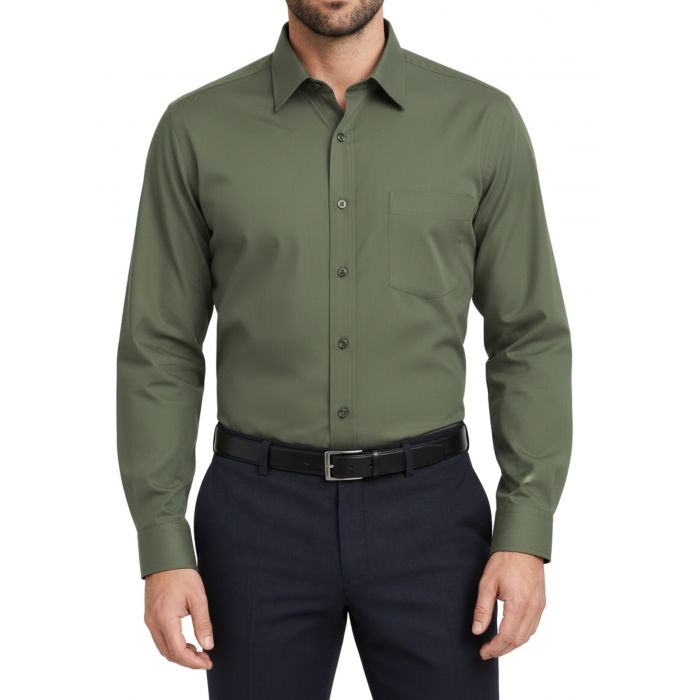 KOSZULA MĘSKA OLIWKOWA GŁADKA REGULAR DŁUGI RĘKAW FORMAX 41 FW179