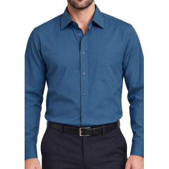 KOSZULA MĘSKA NIEBIESKA CIEMNA GŁADKA REGULAR DŁUGI RĘKAW FORMAX 44 FW180