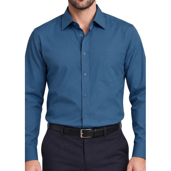 KOSZULA MĘSKA NIEBIESKA CIEMNA GŁADKA REGULAR DŁUGI RĘKAW FORMAX 44 FW180